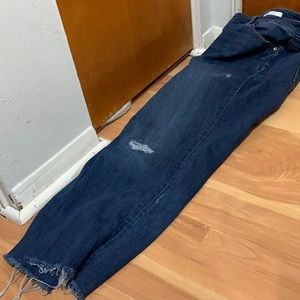 Frayed hem, distressed Loft jeans